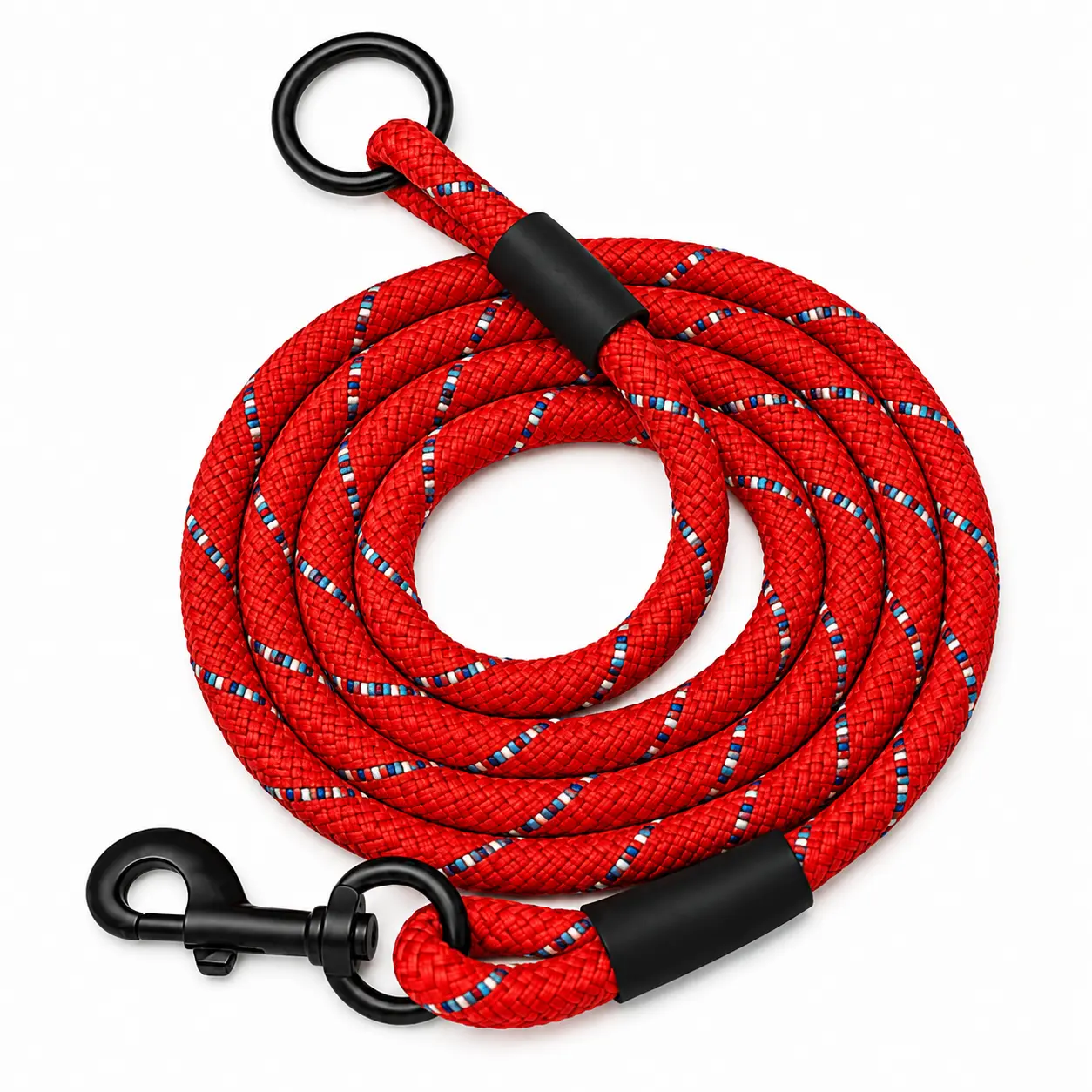 Red reflective rope leash for dogs