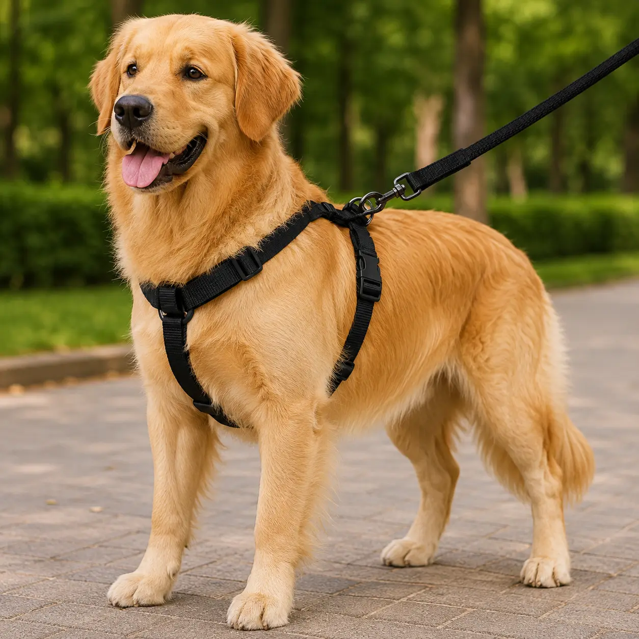 Black dog harness for walking