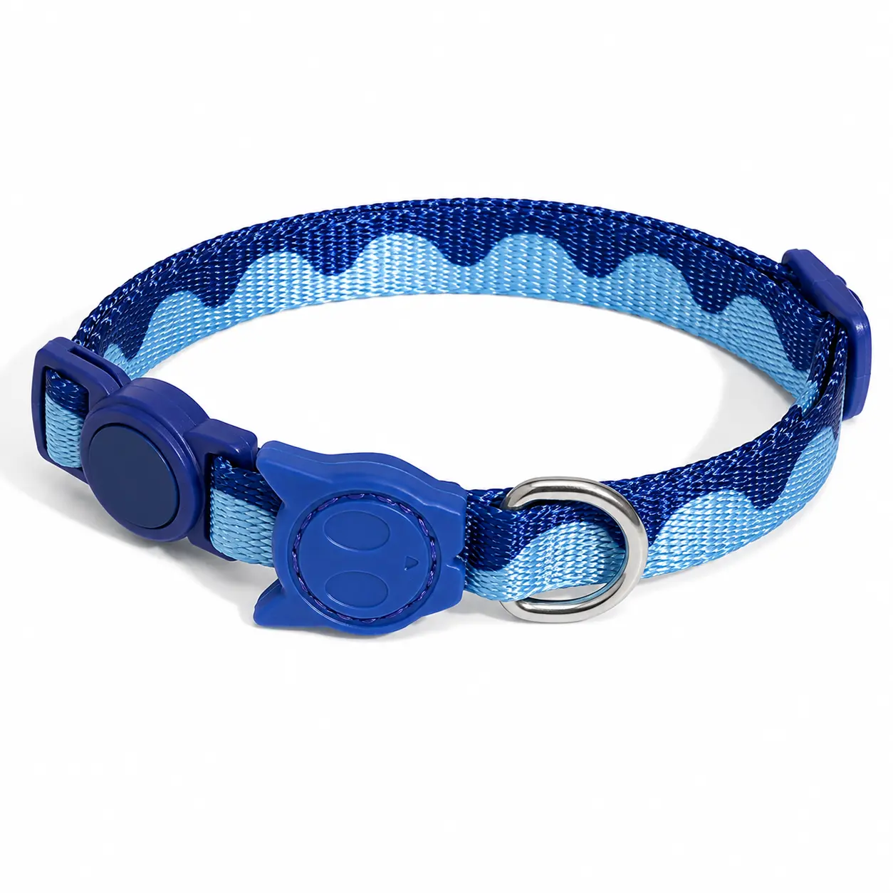 Cat Swell Blue Adjustable Cat Collar with Woven Nylon Strap & Metal D-Ring